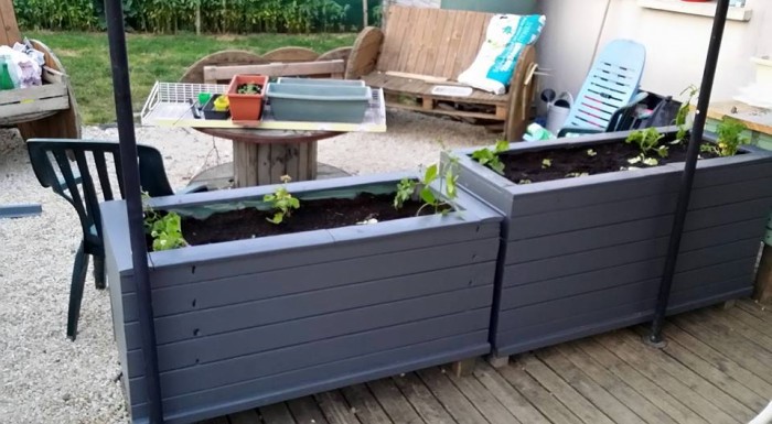 DIY Shutters Recycled to Flower Tubs