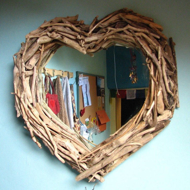 Driftwood Mirror Heart Shaped