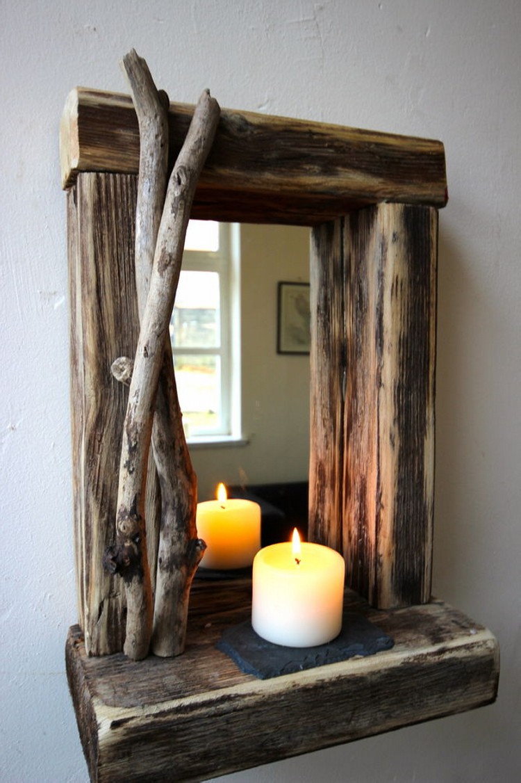 Driftwood Mirror with Candle
