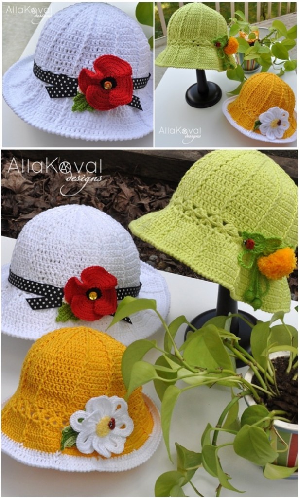 Patterns for Crochet Panama Girl Hats Upcycle Art