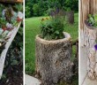 Reused Log Planter Ideas