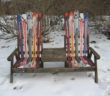 upcycled skis double chair