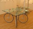 Bike Wheels Glass Top Table