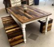 Wood pallet table top and benches