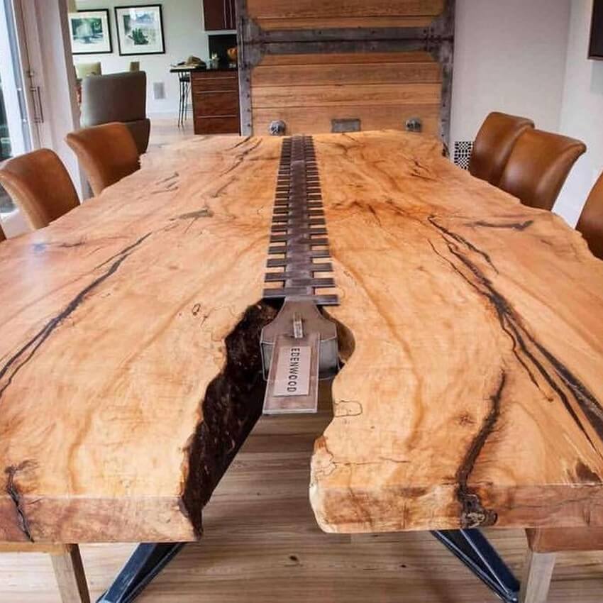 Oadby 6 Seater Rectangular Live Edge Dining Table, Acacia Wood