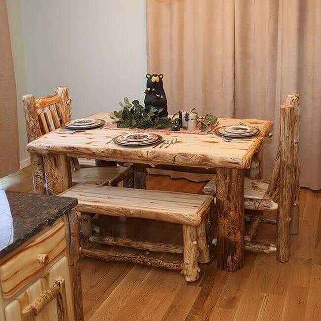 handmade wood log rustic furniture ideas (11)