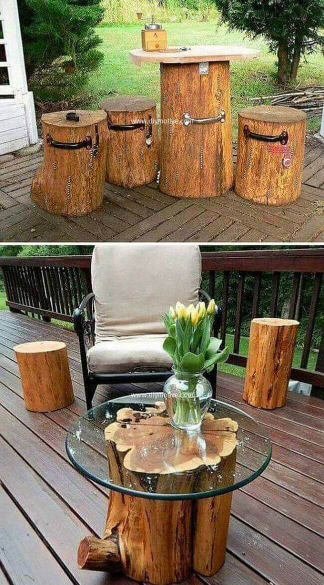handmade wood log rustic furniture ideas (13)