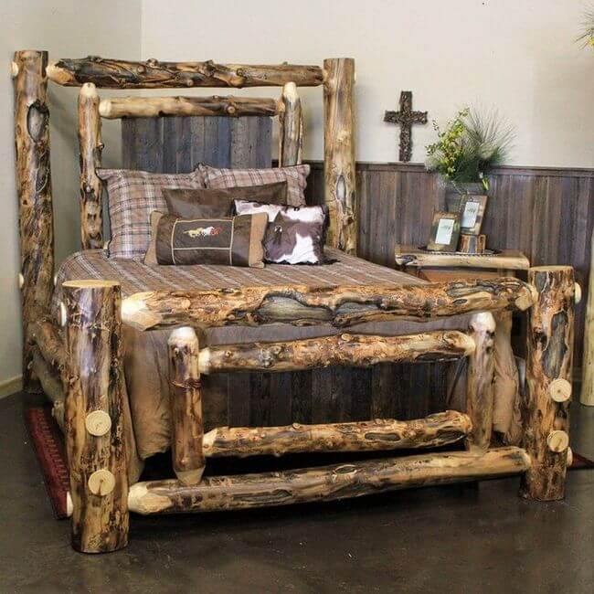 handmade wood log rustic furniture ideas (25)