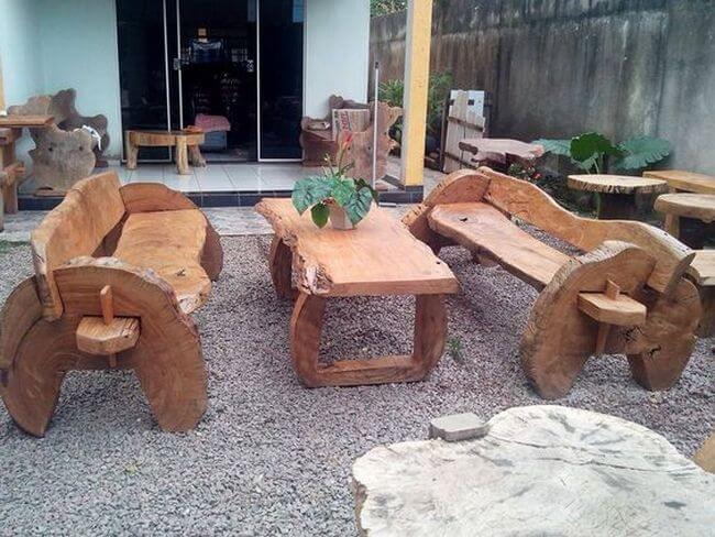 handmade wood log rustic furniture ideas (26)