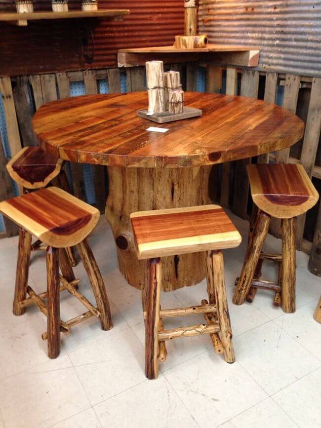 handmade wood log rustic furniture ideas (9)