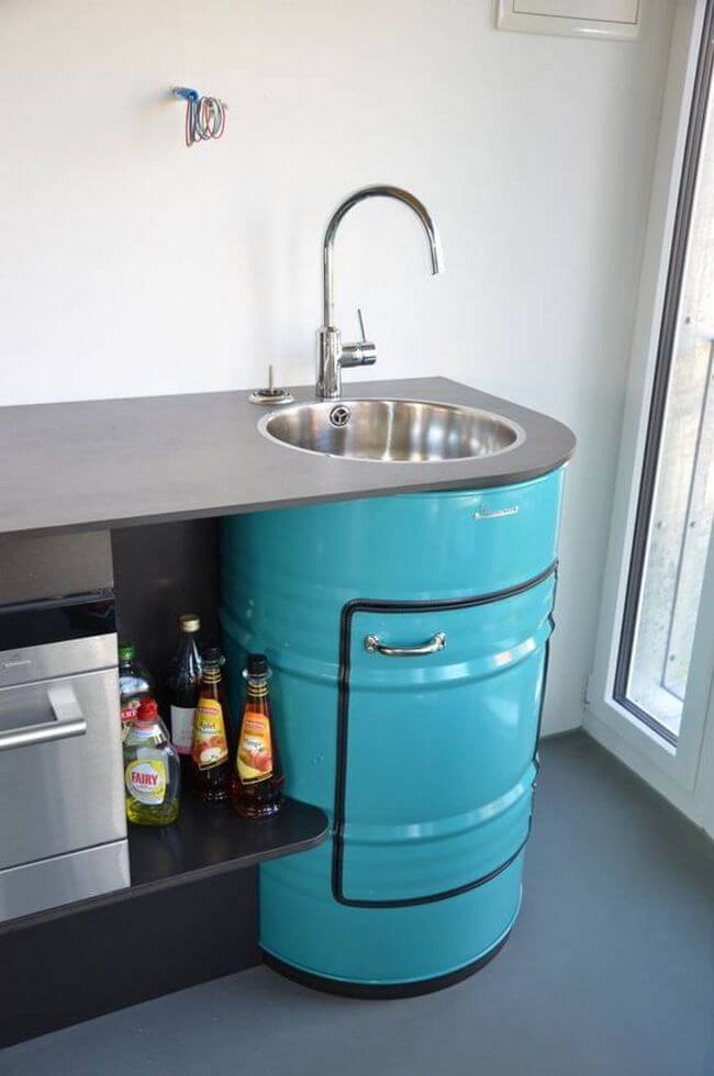 metal drum sink ideas